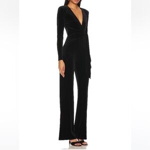 Nookie Vamp Black Velvet Wide Leg Jumpsuit Medium